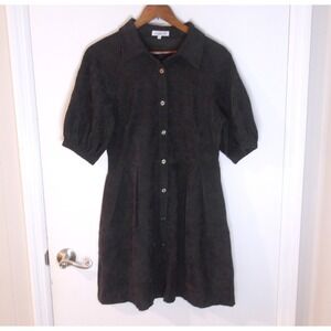 Magnolia Black Corduroy Dress Puff Sleeve Mini Dress Casual Dress Sz S‎ / #5228